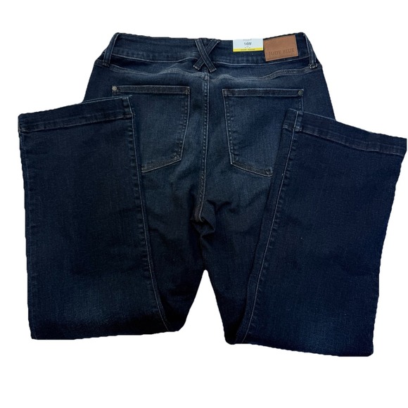 NEW Judy Blue Retro High Waist Wide Leg Jean Size 14W Dark Wash Denim Stretch - Picture 2 of 7